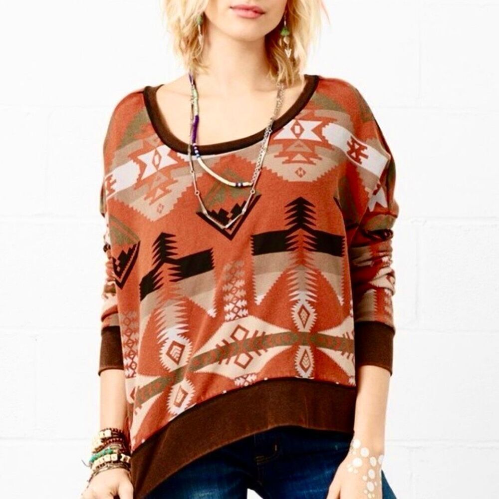RALPH LAUREN Denim & Supply Aztec‎ fringe Sweatshirt top Size S western tribal